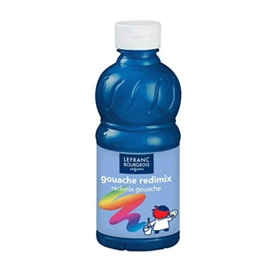 Bild av Lefranc Bourgeois 807526 Barn färdig att använda flytande Tempera Redimix Gouache färg, 250 ml flaska, primärblå