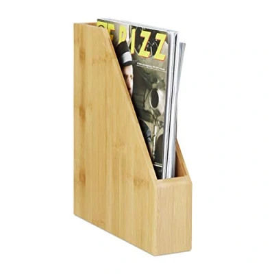 Bild av Relaxdays Bambu A4, naturligt vacker ådring, modern, pappersförvaring, tidskrifter, block, natur