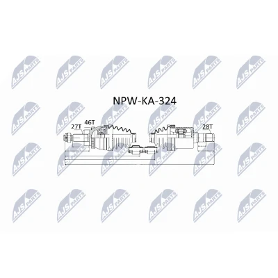 Bild av NTY NPW KA 324 Arbre de transmission Essieu avant 970 boîte vitesses manuelle KIA: cee‘d I Break, 5 portes, Pro 3 portes
