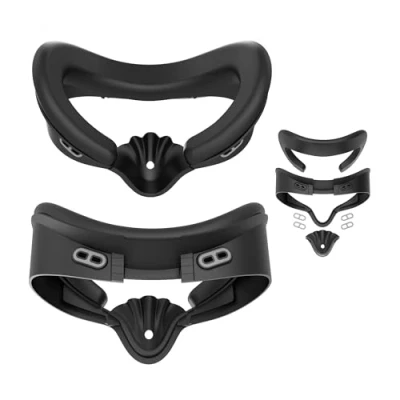 Bild av TRANSNOVO Face Cover Pad Facial Interface Kompatibel med Oculus/Meta Quest 3S Tillbehör, Svettålig PU Skumkudde Näsbeskydd, Ingen Ljusläckage, 4 Ventilationsportar för Förbättrad Luftflöde