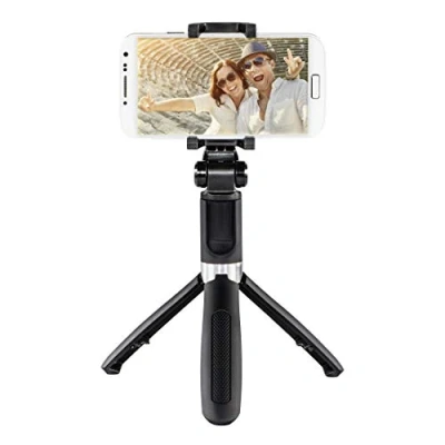 Bild av Hama Selfiestick med Bluetooth utlösare och mobiltelefonhållare (Selfiestick utdragbar teleskopstång upp till 57 cm, kompakt selfiestång stativ, även som bordsstativ resestativ) svart