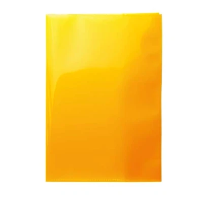 Bild av HERMA 19614 Häftklapp DIN A5 transparent set med 10, transparent, tillverkad av slitstark, avtorkbar och extra tjock polypropylenfolie, 10 häftskydd för skolhäft, orange