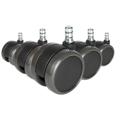 Bild av hjh OFFICE 619025 Stol på hjul Svart 5x ROLO No noise 11mm/65mm hårda golv 5 pack, teknik, Högkvalitativa dubbla för golv, Ljudlös och skonsam golvet