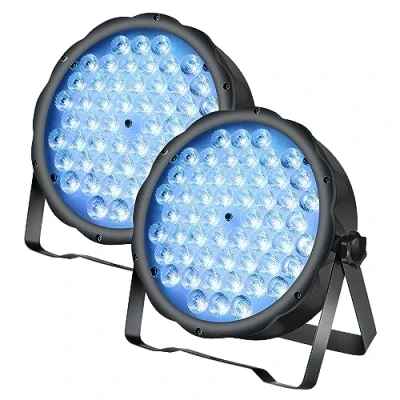Bild av BETOPPER DJ lampor disco belysning scen ljus 54 x 1,5 W par led RGB 3 i 1 röststyrning/DMX512 lämplig för fest bröllop klubb bar fördelar (2 stycken)