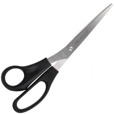 Bild av Westcott E 31182 00 sax kontor, rostfri, rak, asymmetrisk med långöga för vänsterhänta användare, 21 cm (8 tum), svart