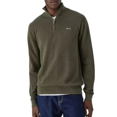 Bild av GANT Halfzip Stickad tröja, Storlek: XXL, Juniper green