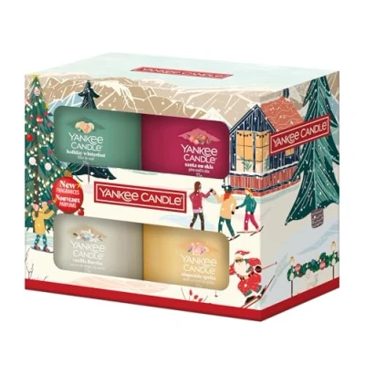 Bild av Yankee Candle presentset med juldoft 4 minifyllda votivljus Après skidkollektion perfekta julklappar för kvinnor