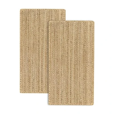 Bild av HAMID Pack 2 granada jutematta 100% naturlig jutefiber matta mjuk och medelhög styrka handvävd vardagsrum, sovrum, hallmatta (förpackning (110 x 60 cm) ..