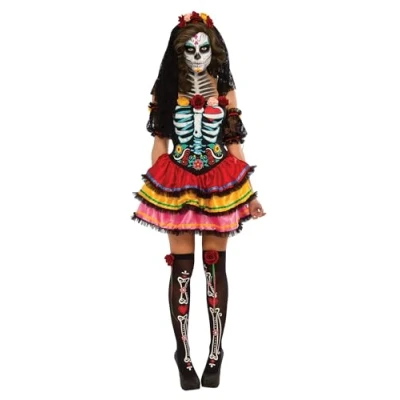 Bild av Rubie&#039;s 2810622L Day of the Dead Seniora, kostym för vuxna, L