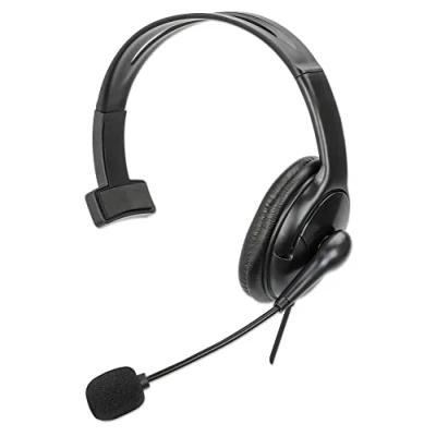 Bild av Manhattan Mono USB headset vänster/höger bärbar 2 m kabel, svart