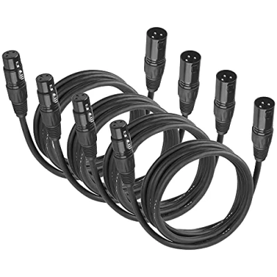 Bild av (4 pack) DMX kabel 3 m XLR Scenbelysningskabel stifts hane till hona för mikrofoner och scenbelysning
