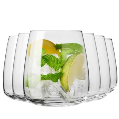 Bild av Krosno Vattenglas, juice och andra drycker Elegant design Set med 6 glas Kapacitet 420 ml Modern samling Perfekt för hem, restaurang fest