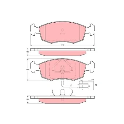 Bild av TRW GDB1208 Jeu de plaquettes frein contact signal d&#039;usure inclus FORD: Sierra Mk1 3/5 portes