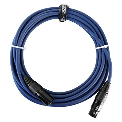 Bild av Pronomic Stage DMX3 5 DMX kabel meter (för kabeldragning av ljuseffekter, guldkontakter, mantelfärg: blå, XLR hane till hona)