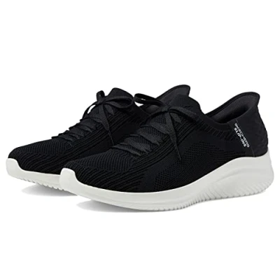 Bild av Skechers Ultra Flex 3.0 Briljant Pad dam Sneaker, Svart stickad vit trim, 36.5 EU