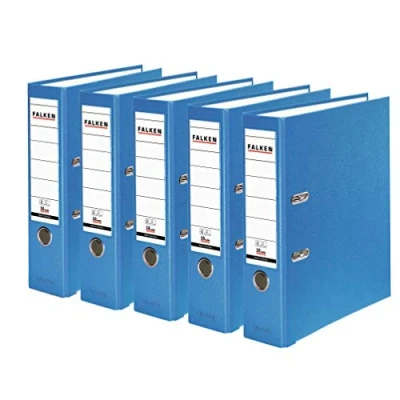 Bild av Original Falken 5 Pack PP Color Plastmappar. Made in Germany. 8 cm bred DIN A4 pastellfärg aqua vegansk. Perfekt för kontoret och hemmet. brevmapp kontorsmapp plastmapp slitsad mapp ringpärm