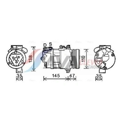 Bild av PRASCO BWAK395 Compresseur De Climatisation CSV613C R 134a BMW: 3 Berline, X3, Coupe