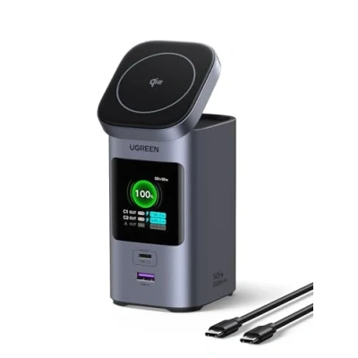 Bild av UGREEN Nexode Power Bank 20000mAh 145W Max, med Qi2 certifiering, 15W trådlös snabbladdning, 2C1A TFT display, kompatibel iPhone 16 Pro Max/Pro/16/15, MacBook och mer