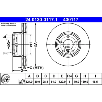 Bild av Bromsskiva Ate 24.0130 0117.1