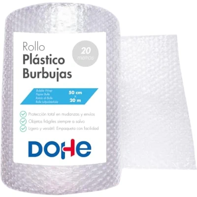 Bild av Dohe plastrulle för bubblor, 50 cm (bredd) x 20 m (lång), transparent, perfekt transportskydd, flyttning, sprida föremål, förpackning kontorsmaterial