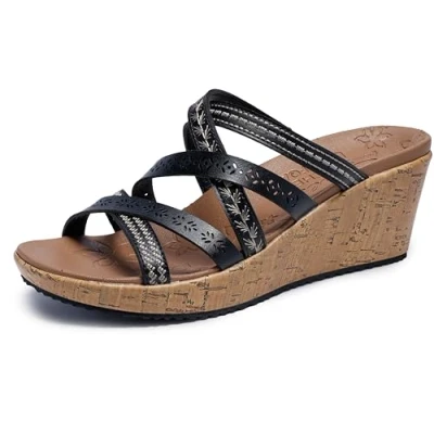 Bild av Skechers Damer Beverlee Tiger Posse kilsandaler, svart, 35.5 EU