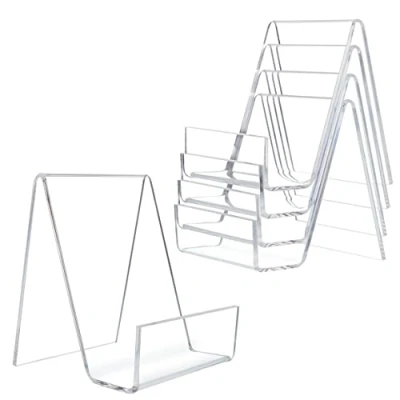 Bild av Belle Vous 5 Pack med Genomskinliga Bokställ i Akryl Kanter B7,5 x H10,5 cm Transparent Uppvisningsstaffli/Hållare för Böcker, Notblad, Anteckningsblock, Bordsskyltar, Konstverk &amp; Bilder