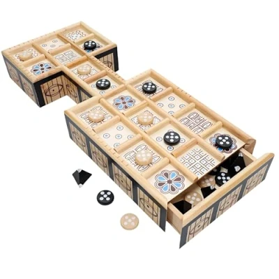 Bild av Royal Game of Ur Wooden Board with Storage Drawer, Pieces and Triangular Dice