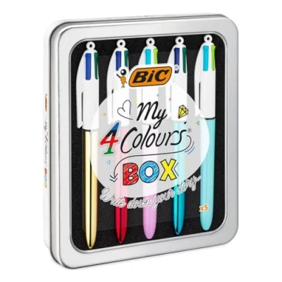 Bild av BiC 4 Colours 967279 Kulspetspenna, Svart, Blå, Grön, Röd, 3 x 14.2 19.4 cm stycken