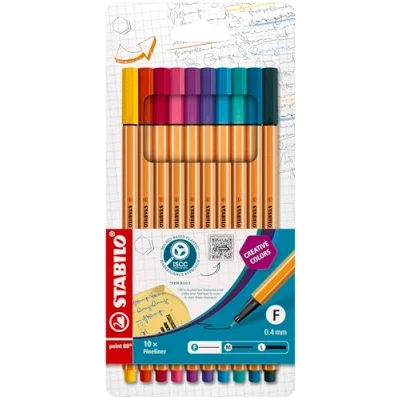 Bild av Fineliner STABILO point 88 Förpackning med 10 Blandade färger