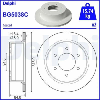Bild av Bromsskiva DELPHI BG5038C
