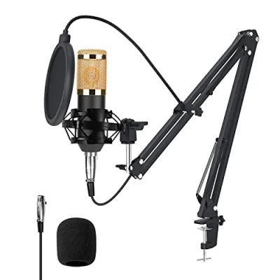 Bild av Greensen USB Mikrofon Studiomikrofon Set, Kondensatormikrofon Mikrofonaufnahme Podcast PC Microphone mit Arm, Kondensator Kit Verstellbarem Mikrofonhalter für Desktop und Laptop Computer