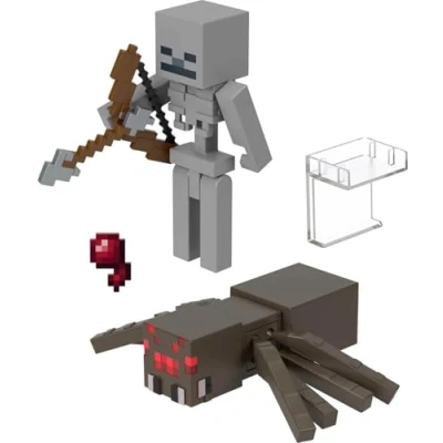 Bild av Mattel Minecraft leksaker, actionfigurer på 8,3cm i 2 pack, figurer och tillbehör, samlarpresent till barn HLB29