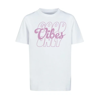 Bild av Mister Tee Mtk289 good Vibes Only Wording T shirt shirt, vit, 146 152 herr, Vitt och blått,