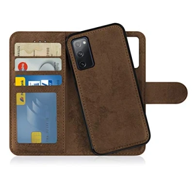 Bild av MyGadget Flip Case för Samsung Galaxy S20 FE [avtagbart magnetfodral] mobiltelefonfodral av konstläder [vikbart fodral med kortfack] skyddsfodral i brunt