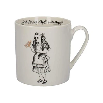 Bild av V&amp;A Alice in Wonderland Mugg i presentförpackning, porslin, svart och vitt guld, 350 ml