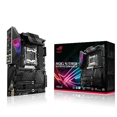 Bild av ASUS ROG Strix X299 E Gaming II moderkortsuttag Intel LGA 2066 (ATX, WiFi6, 2,5 Gbit/s LAN, USB 3.2 Gen 2, SATA, tre M.2, OLED, Aura Sync RGB belysning)