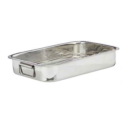 Bild av Relaxdays, Rostare med rost L, rostfritt stål, ugnssäker Sverige skål, diskmaskinssäker, stek, rutnät, silver