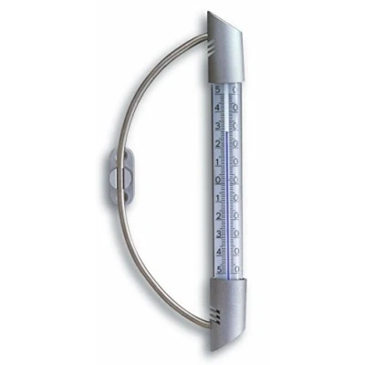 Bild av TFA Dostmann Orbis 14.6015 fönstertermometer analog med hållare i rostfritt stål, väderbeständig, utomhustemperatur, silver