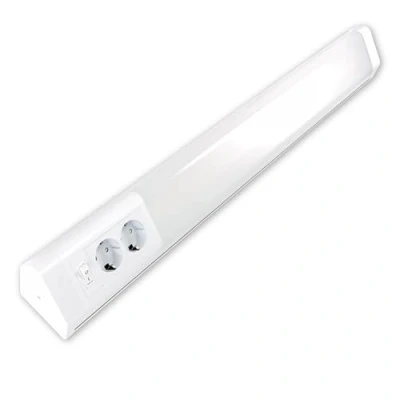 Bild av REV PENTA ljuslist, uttag, underskåp, kök, LED inbyggd lampa med 2 uttag och strömbrytare, 15 W, 76 cm, vit, vit