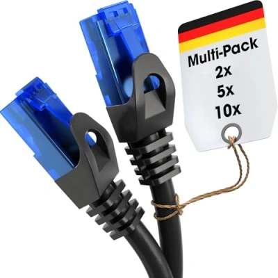 Bild av KabelDirekt 5x 1,5m Ethernet, nätverk, Lan och patch kabel (överför gigabit internethastighet är kompatibel med växlar, routrar, modem RJ45 port, blå)
