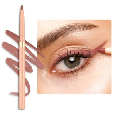 Bild av OULAC Braun Eye liner &amp; Lipliner penna 2 i 1, torkarbeständig, vattentät vridbar kajalpenna, långvarig matt finish, snabbtorkning, högpigmenterad, vegansk (L03) naked