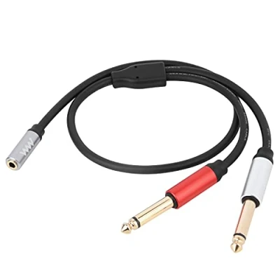 Bild av innov8 stereo splitterkabel TRS 3,5 mm hona till 2 dubbel 6,35 mono TS hane Y ljudadapter amp gitarr omvandlare 0,5 m