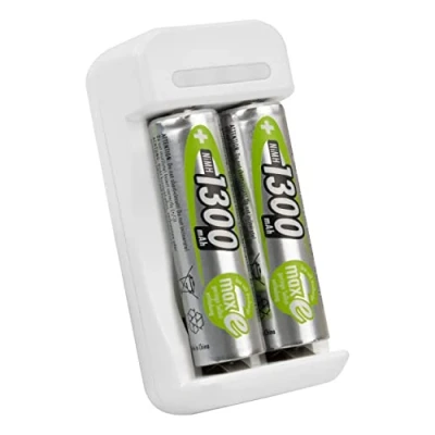 Bild av ANSMANN Basic II batteriladdare + 2 uppladdningsbara batterier HR6 1300 mAh 1,2 V (1 st) miniladdare för 1 till NiMH söta AA/mikro AAA kompakt