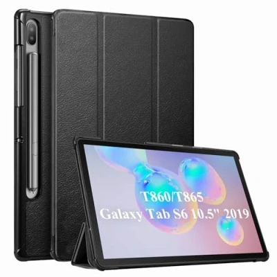 Bild av FINTIE SlimShell fodral för Samsung Galaxy Tab S6 10,5 tum 2019 (SM T860/SM T865 LTE), [stöder trådlös laddning] supertunt lätt stativskydd med automatisk sömn/väckningsfunktion, svart