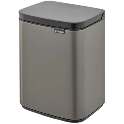 Bild av Brabantia Bo 4 l soptunna Liten och elegant Lättöppnat lock mjuk stängning Hygienisk, platsbesparande Väggmontering För badrum, toalett, sovrum Platinum