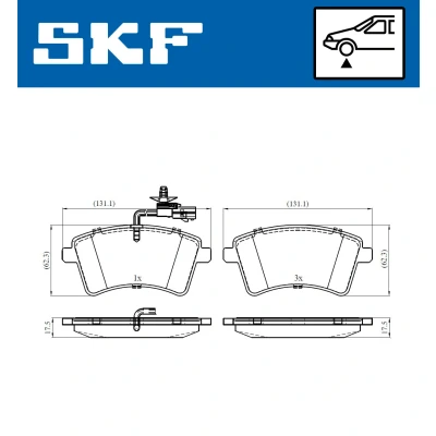 Bild av SKF VKBP 80326 E Jeu de plaquettes frein contact signal d&#039;usure inclus