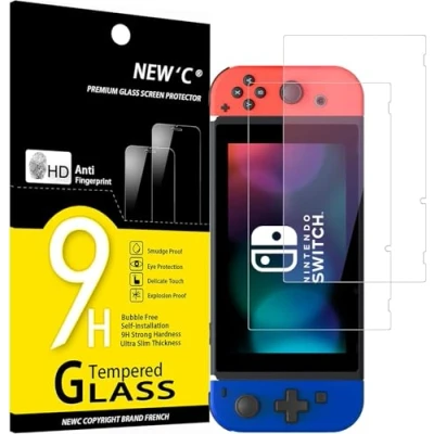 Bild av NEW&#039;C 2 Pack, skärmskydd i glas för Nintendo Switch, bubbelfri, 9H hårdhet, 0,33 mm ultratransparent, ultrabeständigt härdat