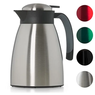 Bild av Blumtal termos kanna 1l BPA fri tekanna med Quick Tip förslutning läckagesäker kaffekanna thermo för långvarig isolering/termos te rostfritt stål silver