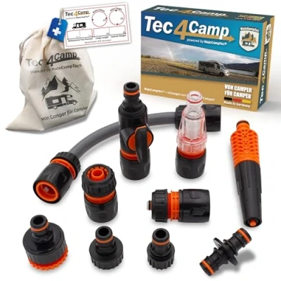 Bild av MaJoCompTec® CONNECT 30 husbilsvattenfilterset Husvagn vattenpåfyllningsflaska tanklock tillbehör slangkontakt kompatibel med Gardena (anslutningsset ECO filter)