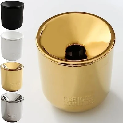 Bild av GC German Couture keramisk broderikopp askkopp kompatibel med IQOS ILUMA PRIME TEREA pinnar och Heetspinnar + Glo Hyper Pro Air neo Ploom X evo tillbehör för kontor hem, guld